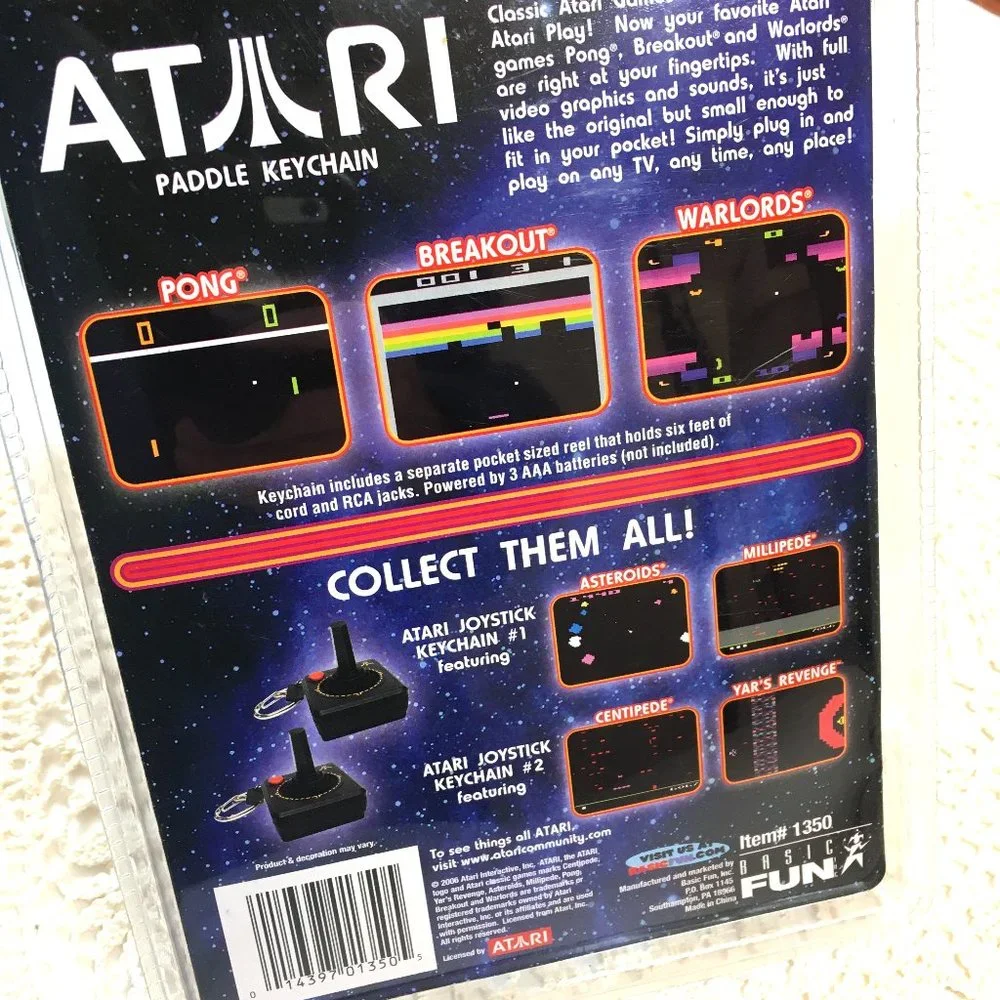 Atari Keychain Pong/Breakout/Warlords Vtg 2006